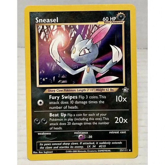 Sneasel‎ 25/111 - Neo Genesis Non-Holo Vintage WOTC - LP Pokemon Card - Picture 1 of 12